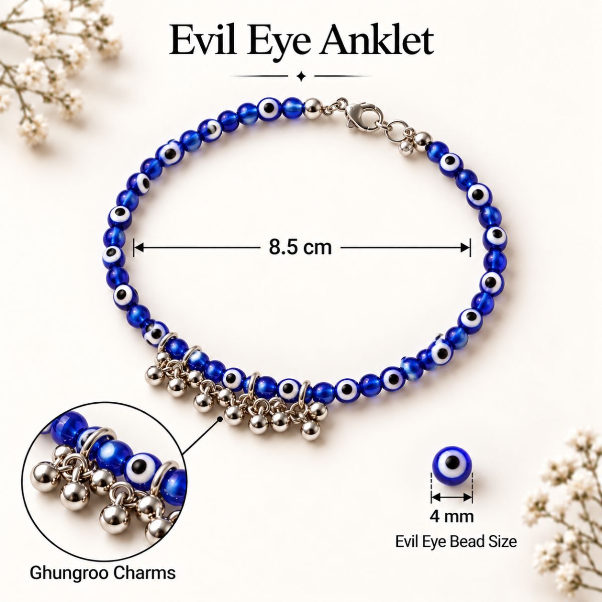 Evil Eye Anklet 4mm evil eye anklet 4mm