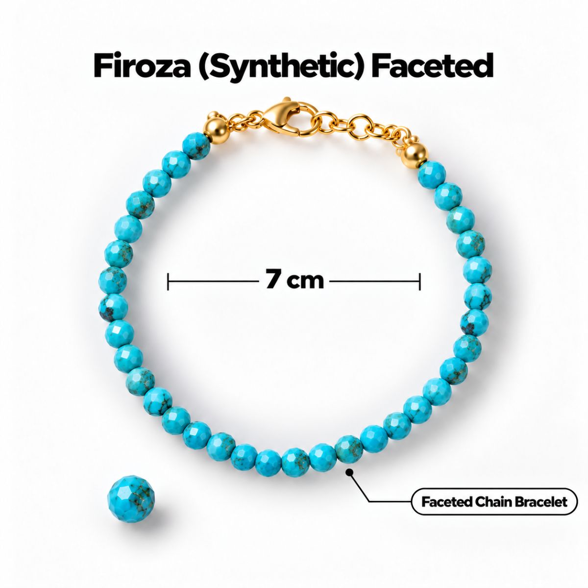 Firoza Faceted Chain Bracelet 4mm (Synthetic) firoza faceted chain bracelet 4mm (synthetic)
