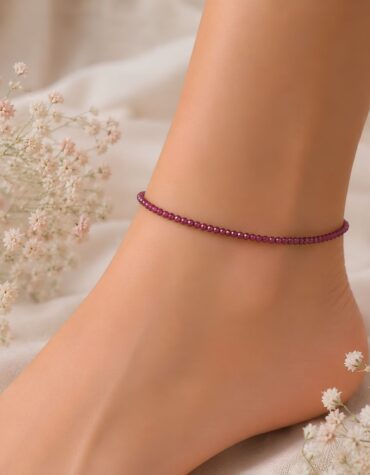 garnet faceted anklet 2 mm