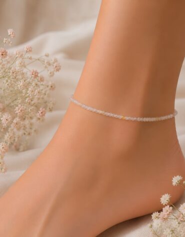 golden rutile faceted anklet 2 mm