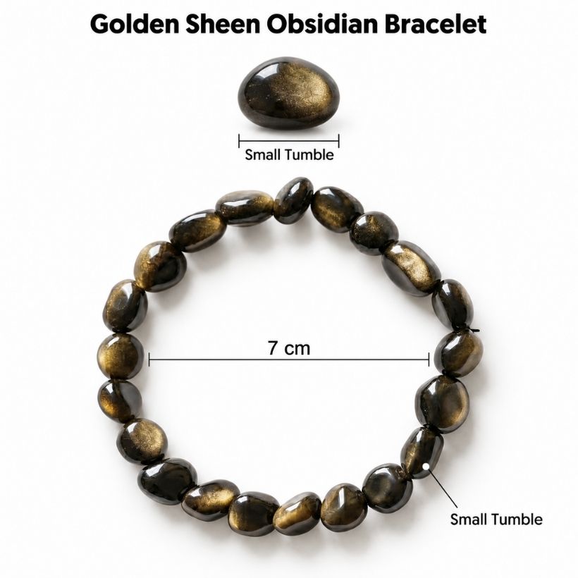 Golden Sheen Obsidian Small Tumble Bracelet golden sheen obsidian small tumble bracelet