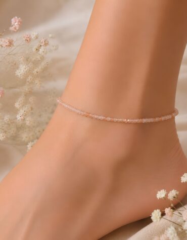 golden sunstone faceted anklet 2 mm