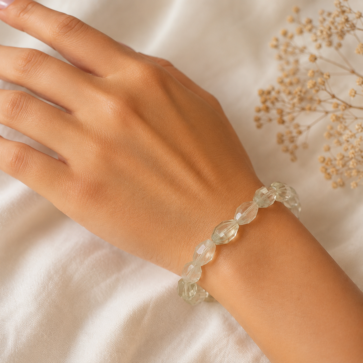 Green Amethyst Faceted Tumble Bracelet-Shubhanjali Store green amethyst faceted tumble bracelet