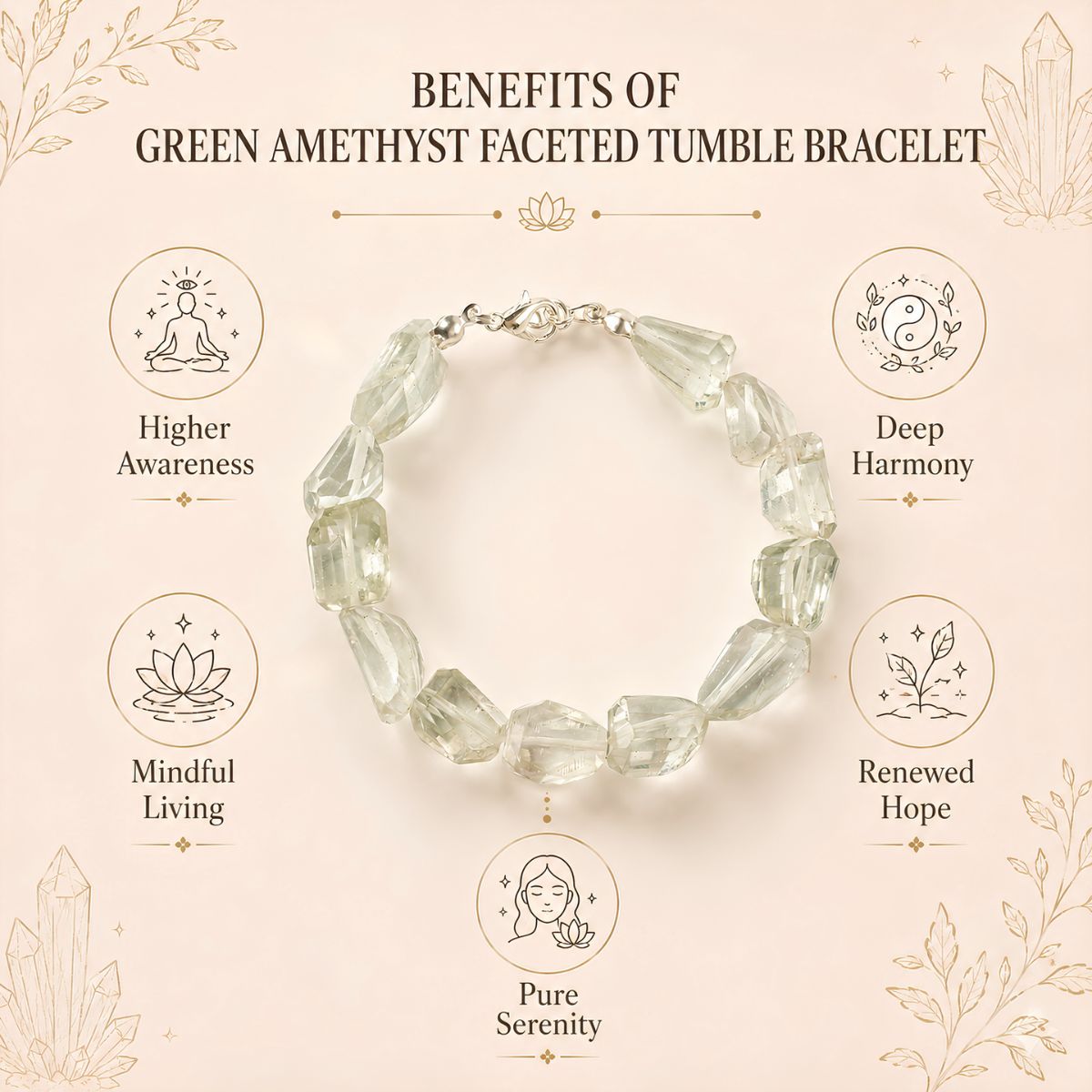 Green Amethyst Faceted Tumble Bracelet green amethyst faceted tumble bracelet