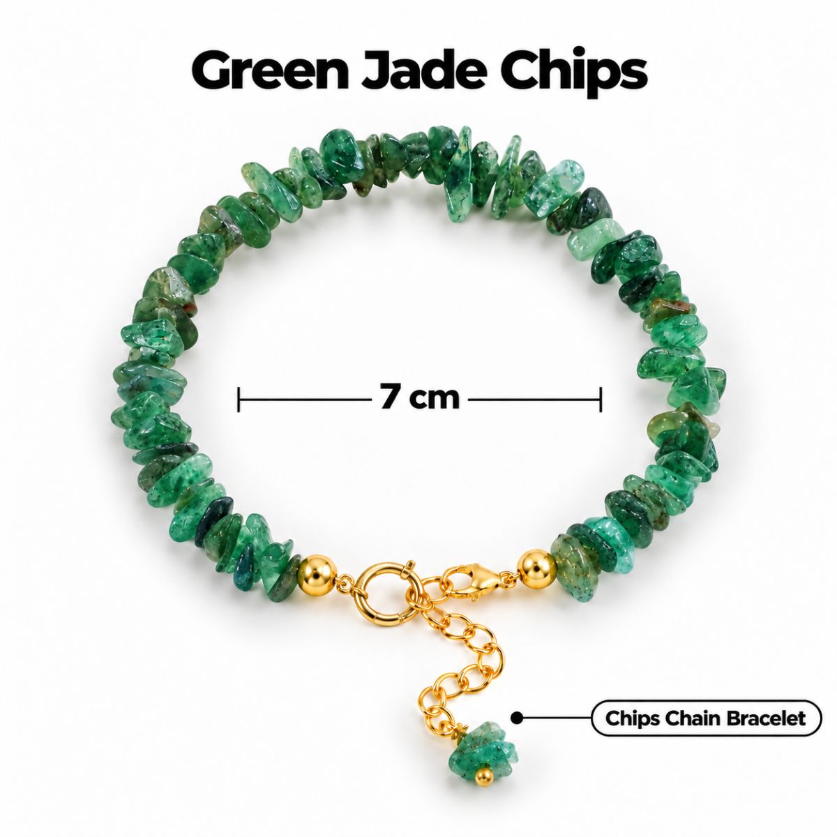 Green Jade Chips Chain Bracelet green jade chips chain bracelet