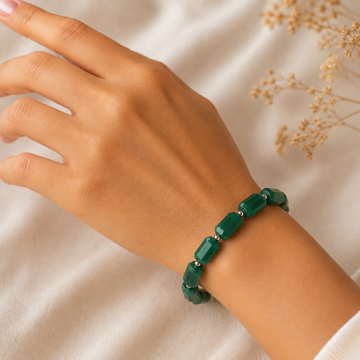 Green Onyx Faceted Tumble Bracelet-sShubhanjali Store green onyx faceted tumble bracelet