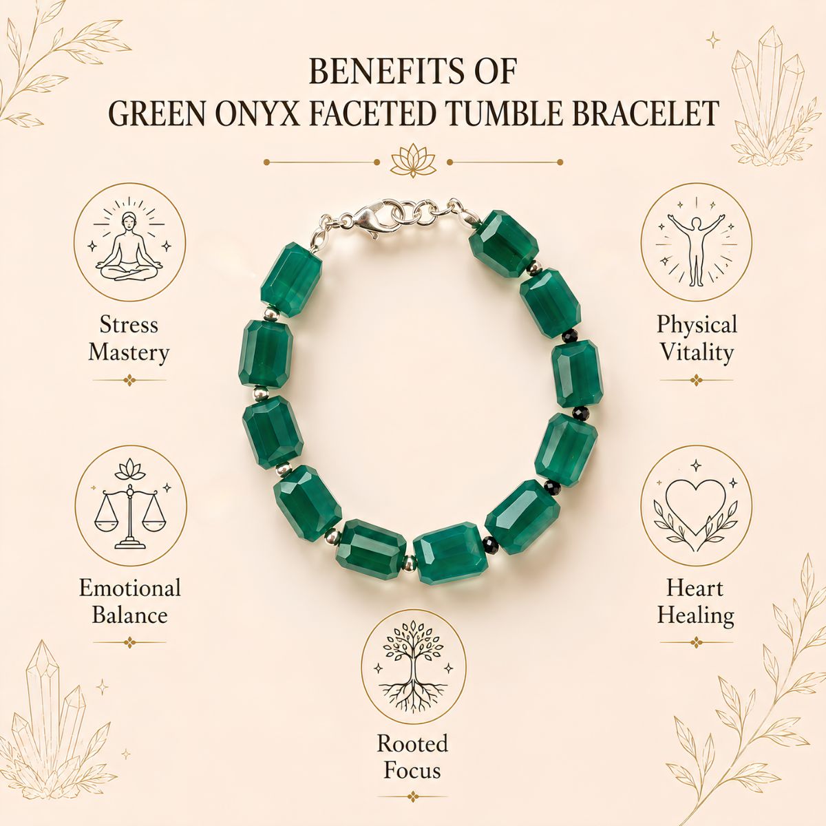 Green Onyx Faceted Tumble Bracelet green onyx faceted tumble bracelet