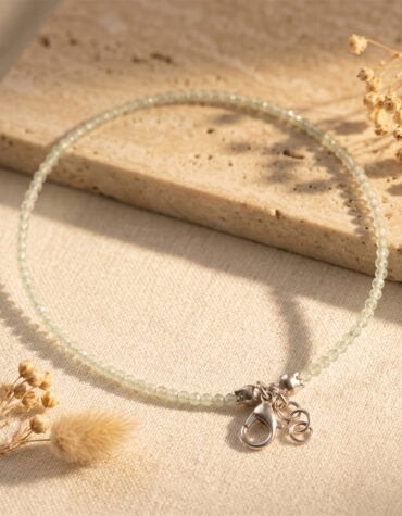 green strawberry quartz faceted anklet 2 mm