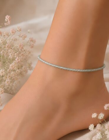 green strawberry quartz faceted anklet 2 mm