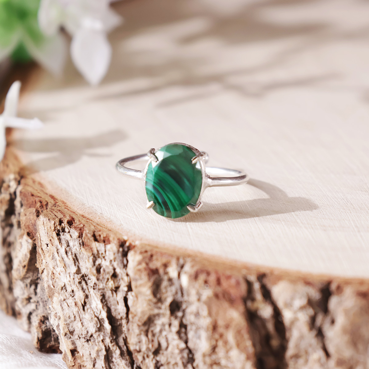 Malachite Diamond Cut Ring-Shubhanjali Store (2) malachite diamond cut ring