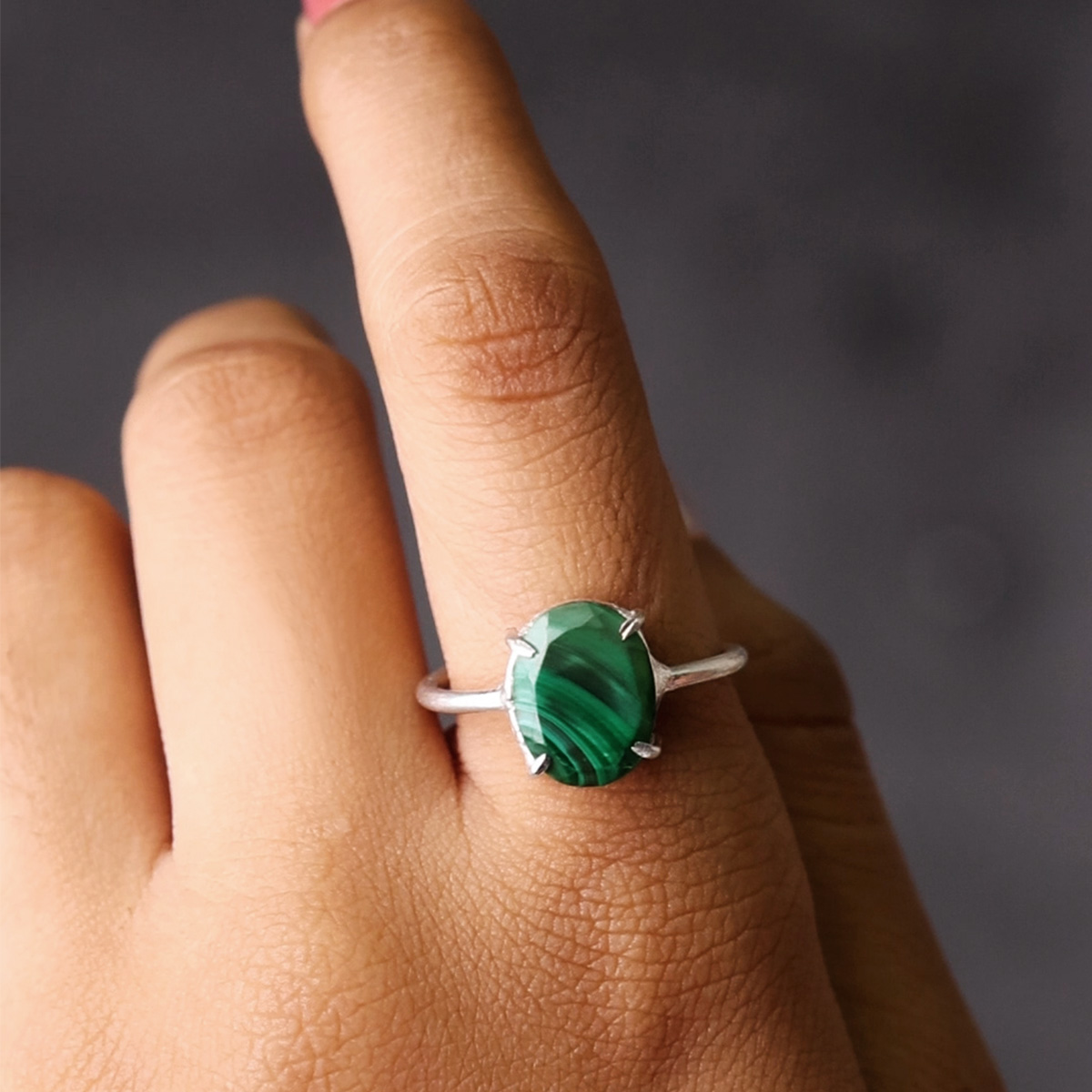 Malachite Diamond Cut Ring-Shubhanjali Store (4) malachite diamond cut ring