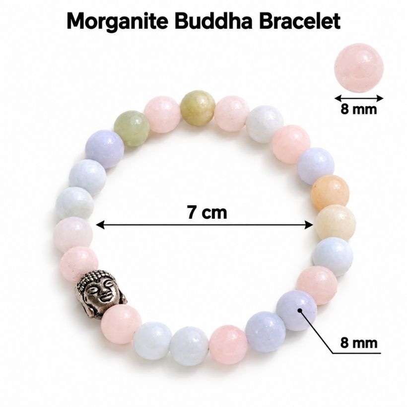 Morganite Buddha Bracelet 8 mm morganite buddha bracelet 8 mm