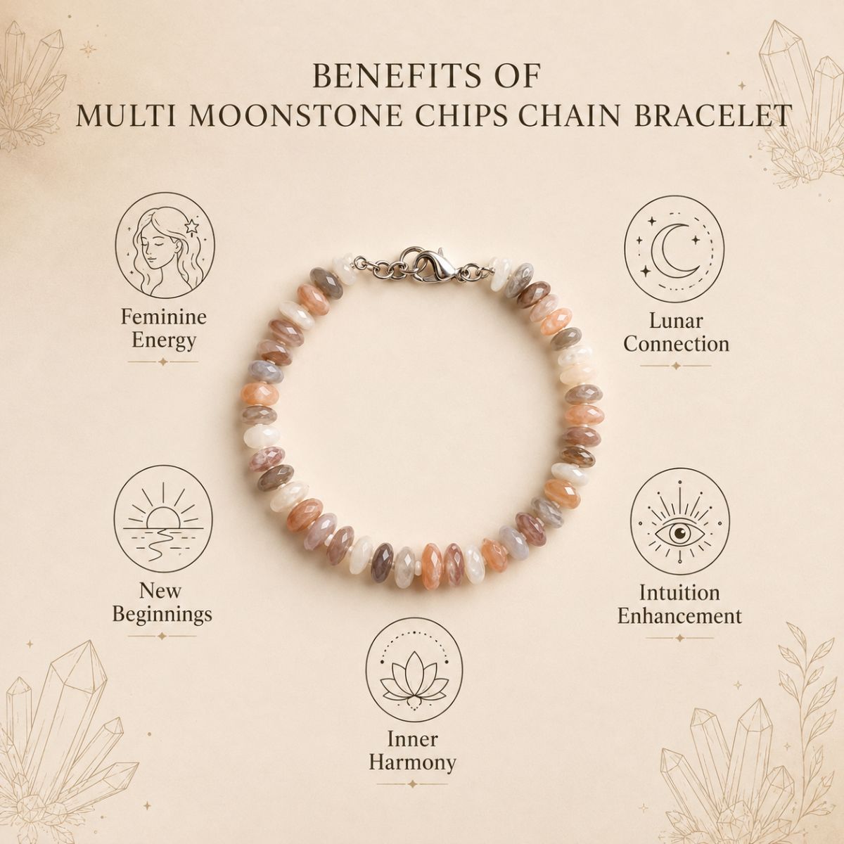 Multi Moonstone Bati Faceted Small Bracelet-Shubhanjali Store auto draft