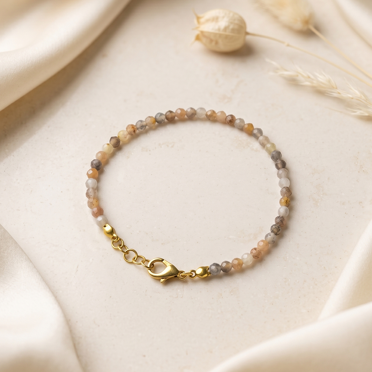 Multi Moonstone Faceted Bracelet 4mm-Shubhanjali Store (2) multi moonstone faceted bracelet 4mm