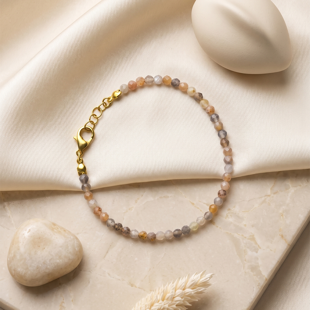 Multi Moonstone Faceted Bracelet 4mm-Shubhanjali Store (4) multi moonstone faceted bracelet 4mm