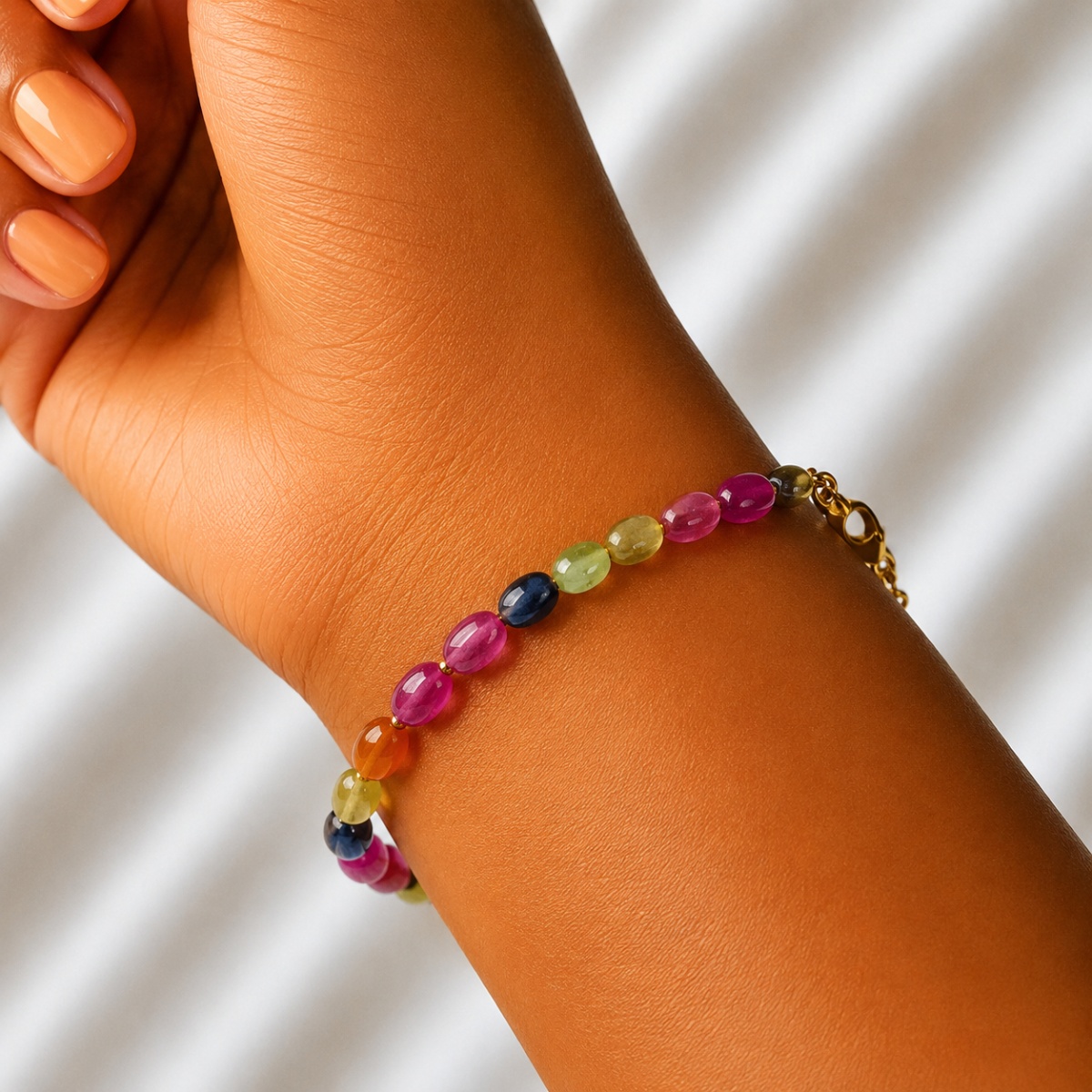 Multi Sapphire Small Oval Shape Bracelet-Shubhanjali Store (1) multi sapphire small oval shape bracelet