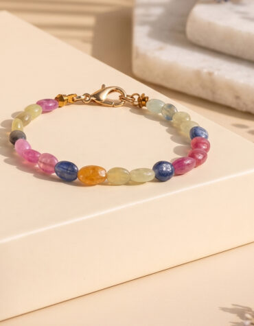 multi sapphire small oval shape bracelet