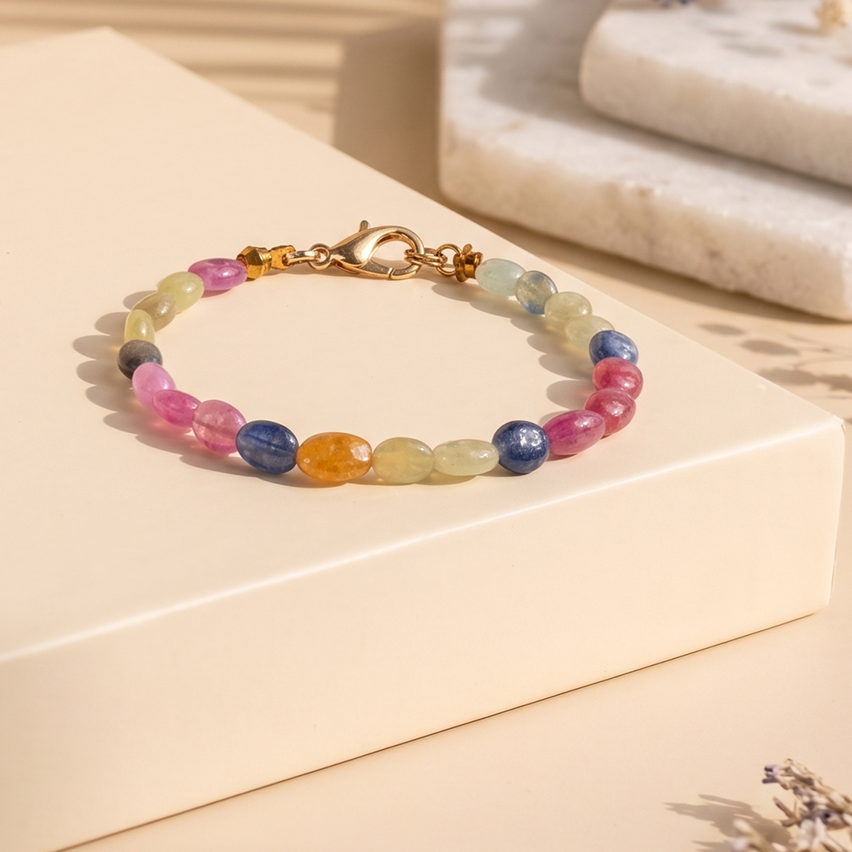 Multi Sapphire Small Oval Shape Bracelet-Shubhanjali Store (2) multi sapphire small oval shape bracelet
