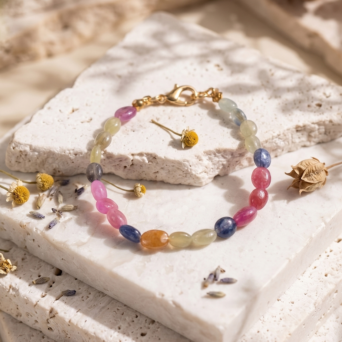 Multi Sapphire Small Oval Shape Bracelet-Shubhanjali Store (3) multi sapphire small oval shape bracelet