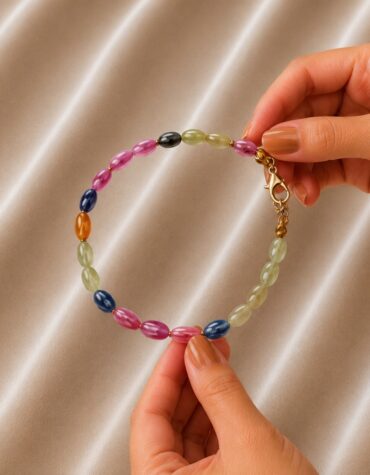 multi sapphire small oval shape bracelet