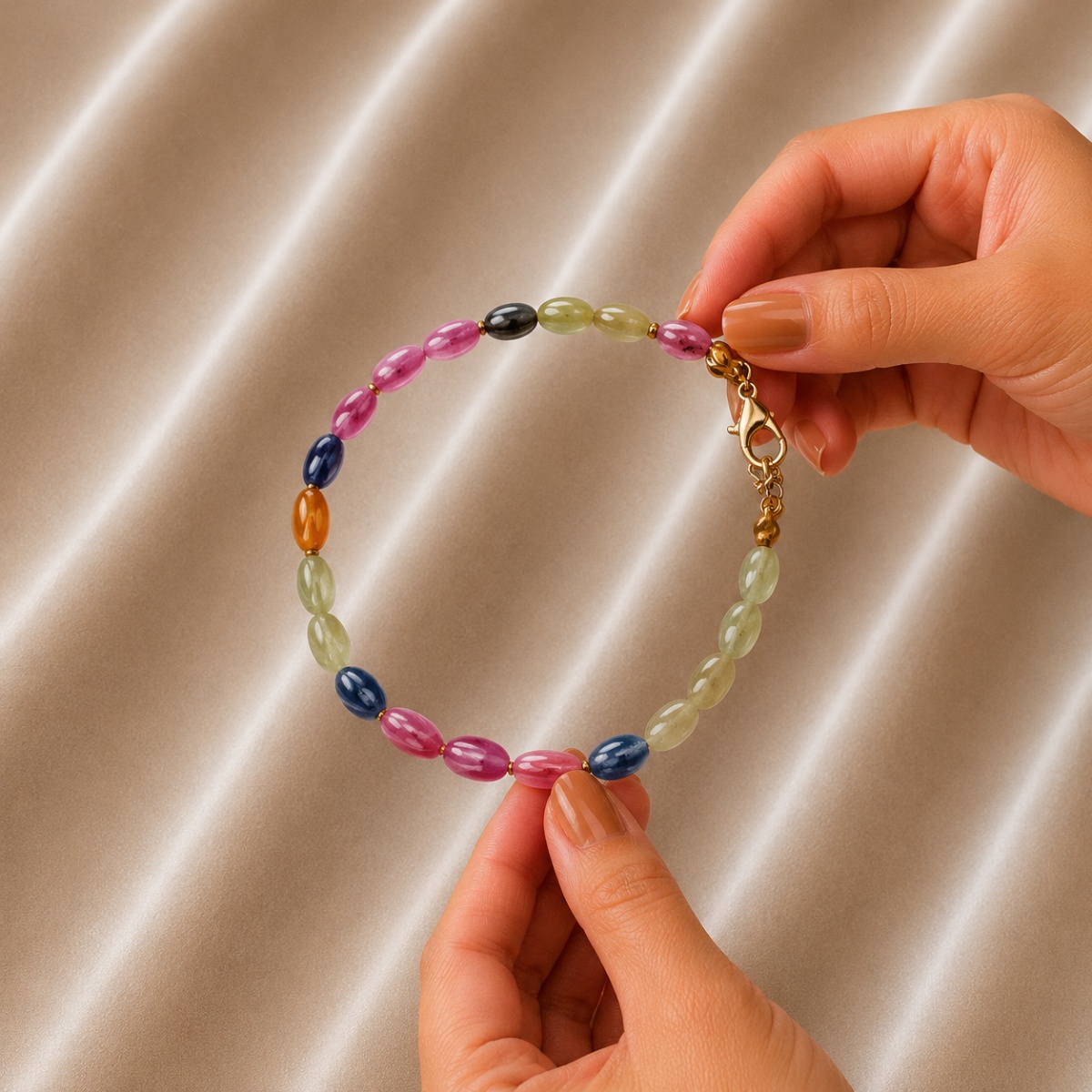 Multi Sapphire Small Oval Shape Bracelet-Shubhanjali Store (4) multi sapphire small oval shape bracelet