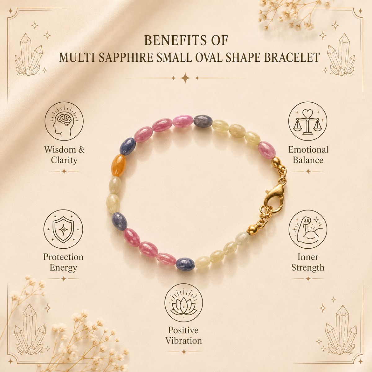 Multi Sapphire Small Oval Shape Bracelet multi sapphire small oval shape bracelet