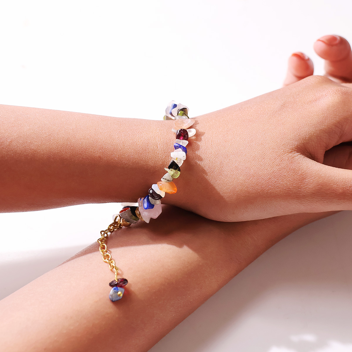 Multi Tourmaline Chips Chain Bracelet-Shubhanjali Store (2) auto draft