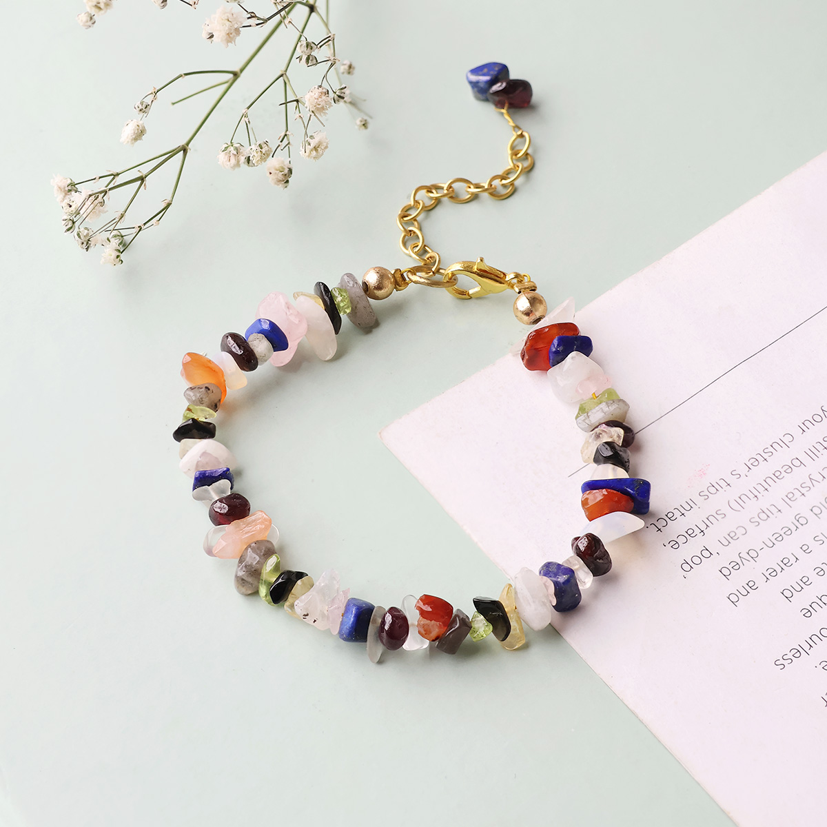 Multi Tourmaline Chips Chain Bracelet-Shubhanjali Store (5) auto draft
