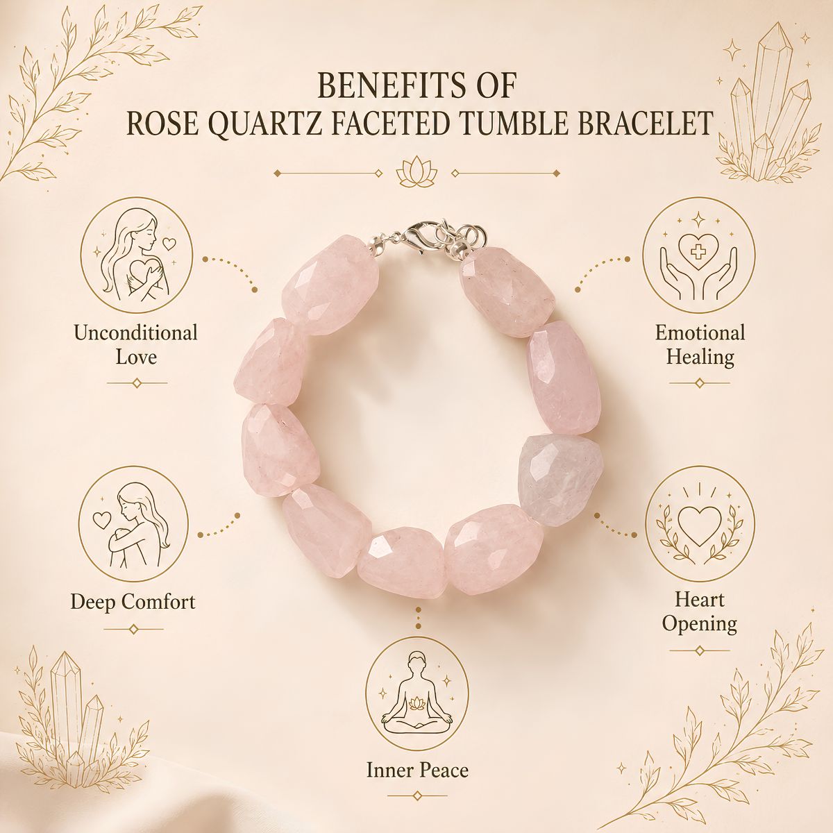 -ROSE QUARTZ FACETED TUMBLE BRACELET rose quartz faceted tumble bracelet