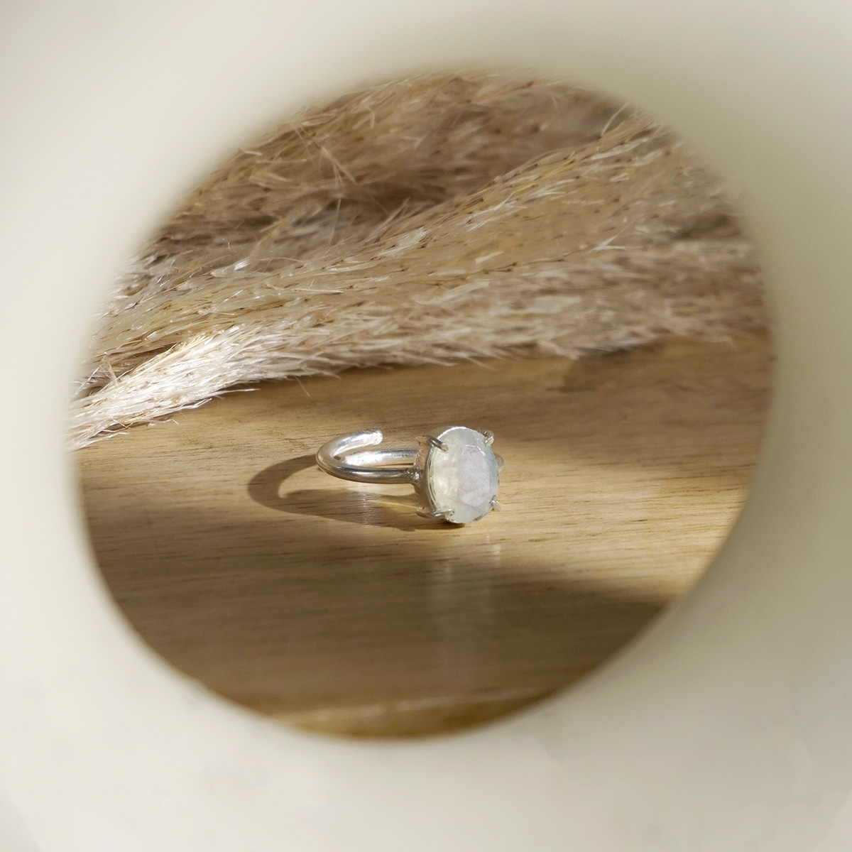 Rainbow Moonstone Diamond Cut Ring-Shubhanjali Store (1) rainbow moonstone diamond cut ring