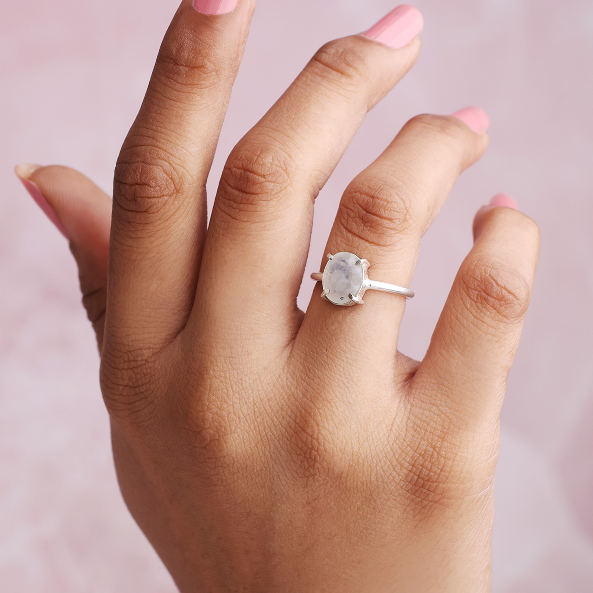 Rainbow Moonstone Diamond Cut Ring-Shubhanjali Store (4) rainbow moonstone diamond cut ring