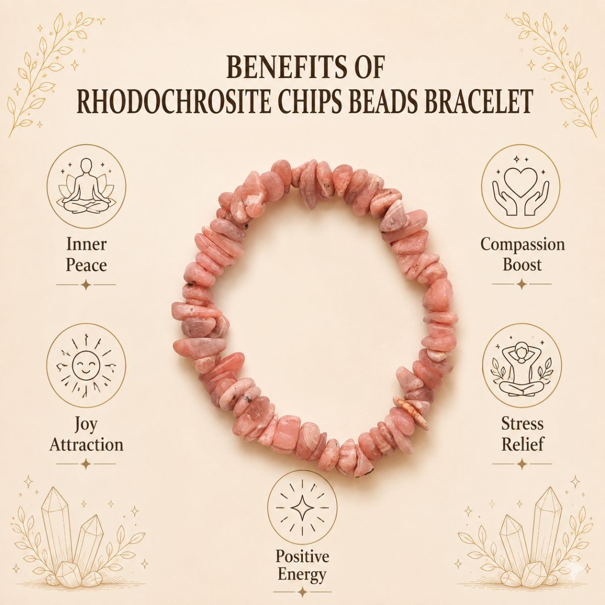Rhodochrosite Chips Beads Bracelet-Shubhanjali Store rhodochrosite chips beads bracelet