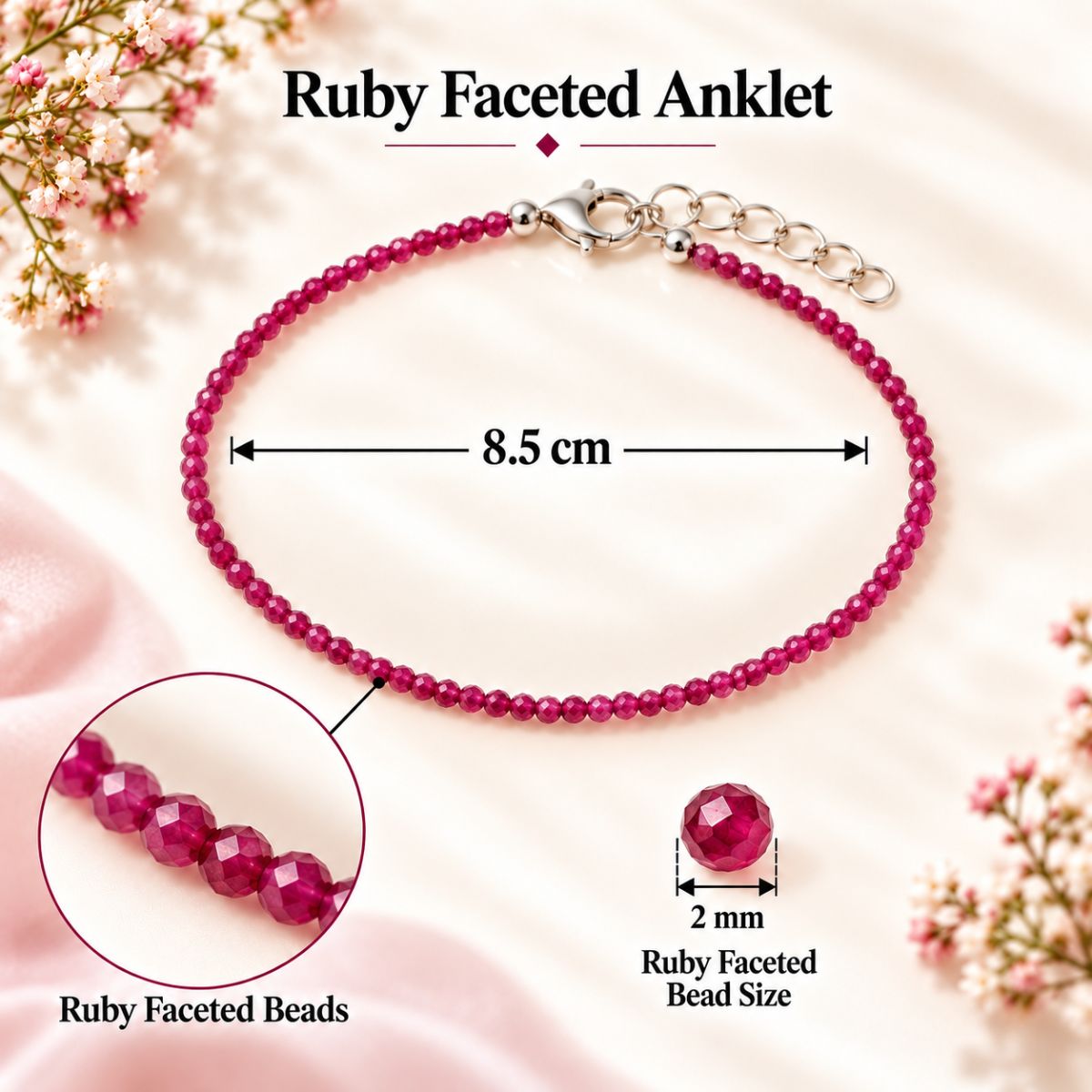 Ruby Faceted Anklet ruby faceted anklet