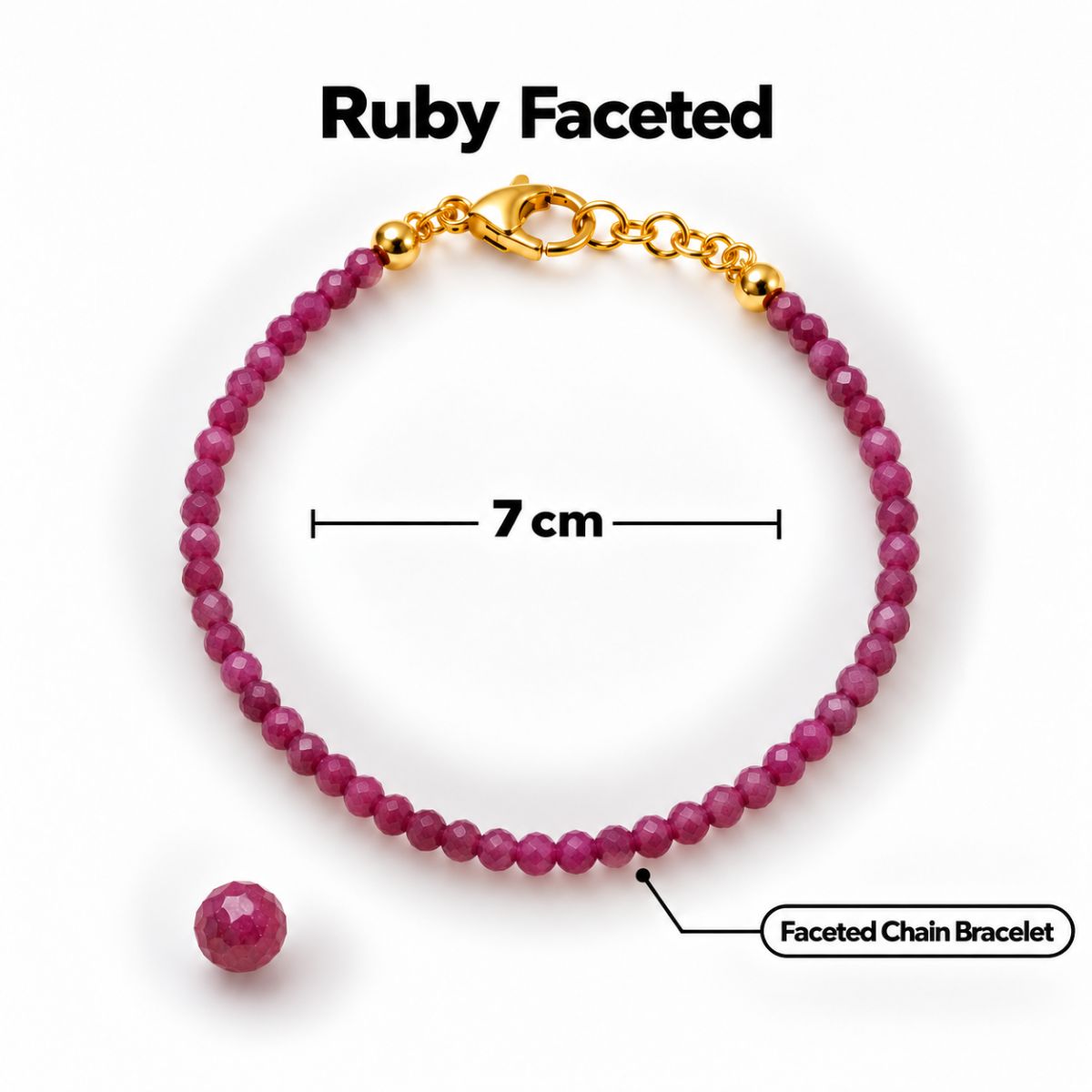 Ruby Faceted Chain Bracelet 3mm ruby faceted chain bracelet 3mm