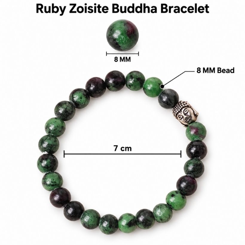 Ruby Zoisite Buddha Bracelet 8 mm ruby zoisite buddha bracelet 8 mm