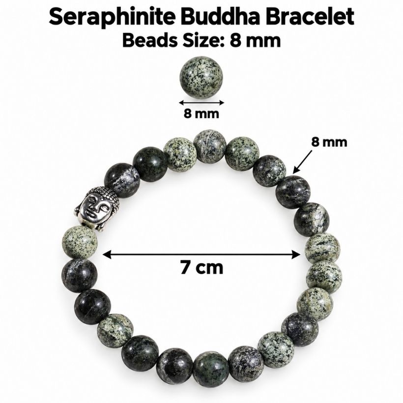 Seraphinite Buddha Bracelet 8 MM seraphinite buddha bracelet 8 mm