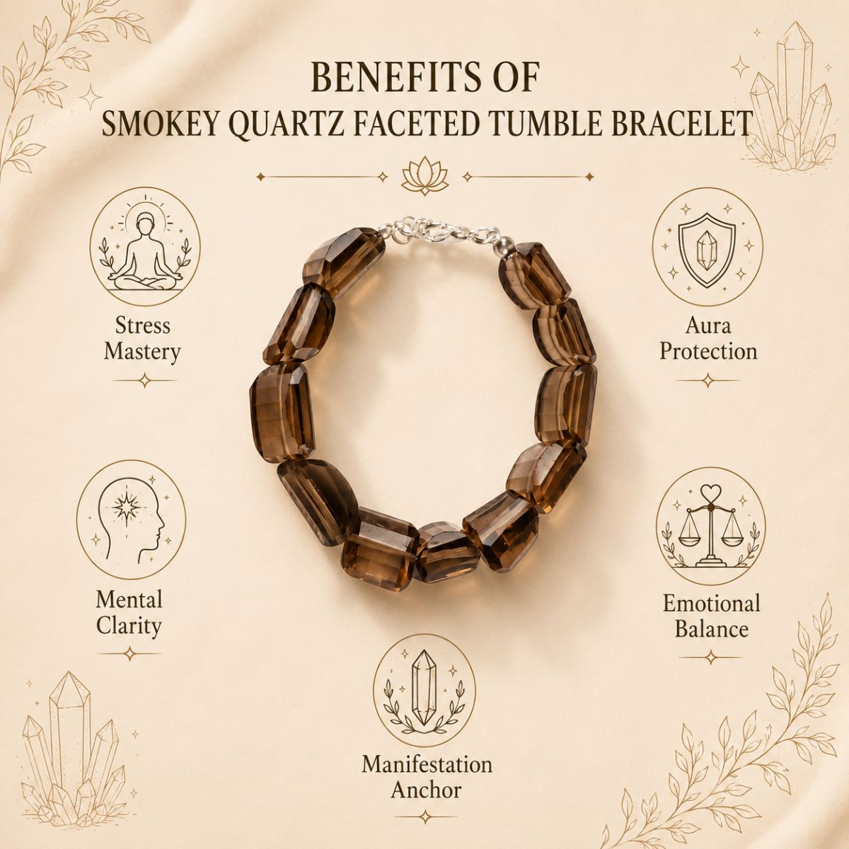 Smokey Quartz Faceted Tumble Bracelet smokey quartz faceted tumble bracelet
