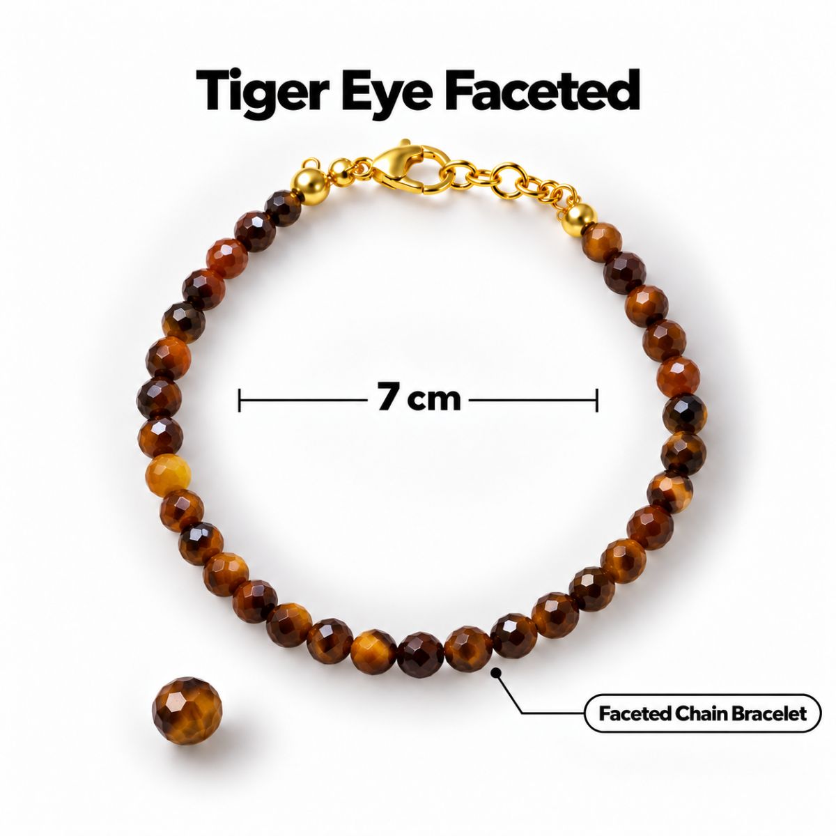 Tiger Eye Faceted Chain Bracelet 4mm tiger eye faceted chain bracelet 4mm