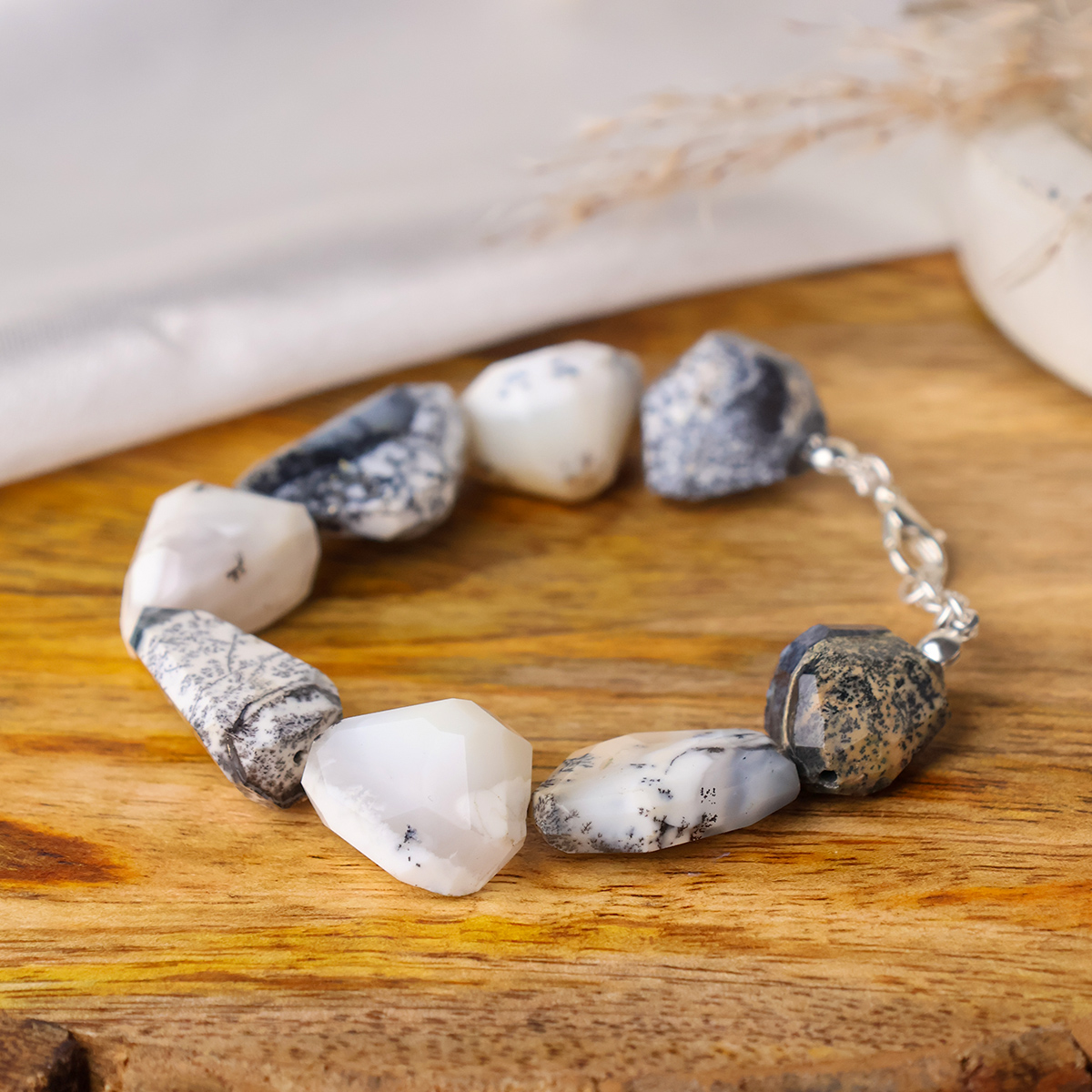Dendrite Opal Faceted Tumble Bracelet
