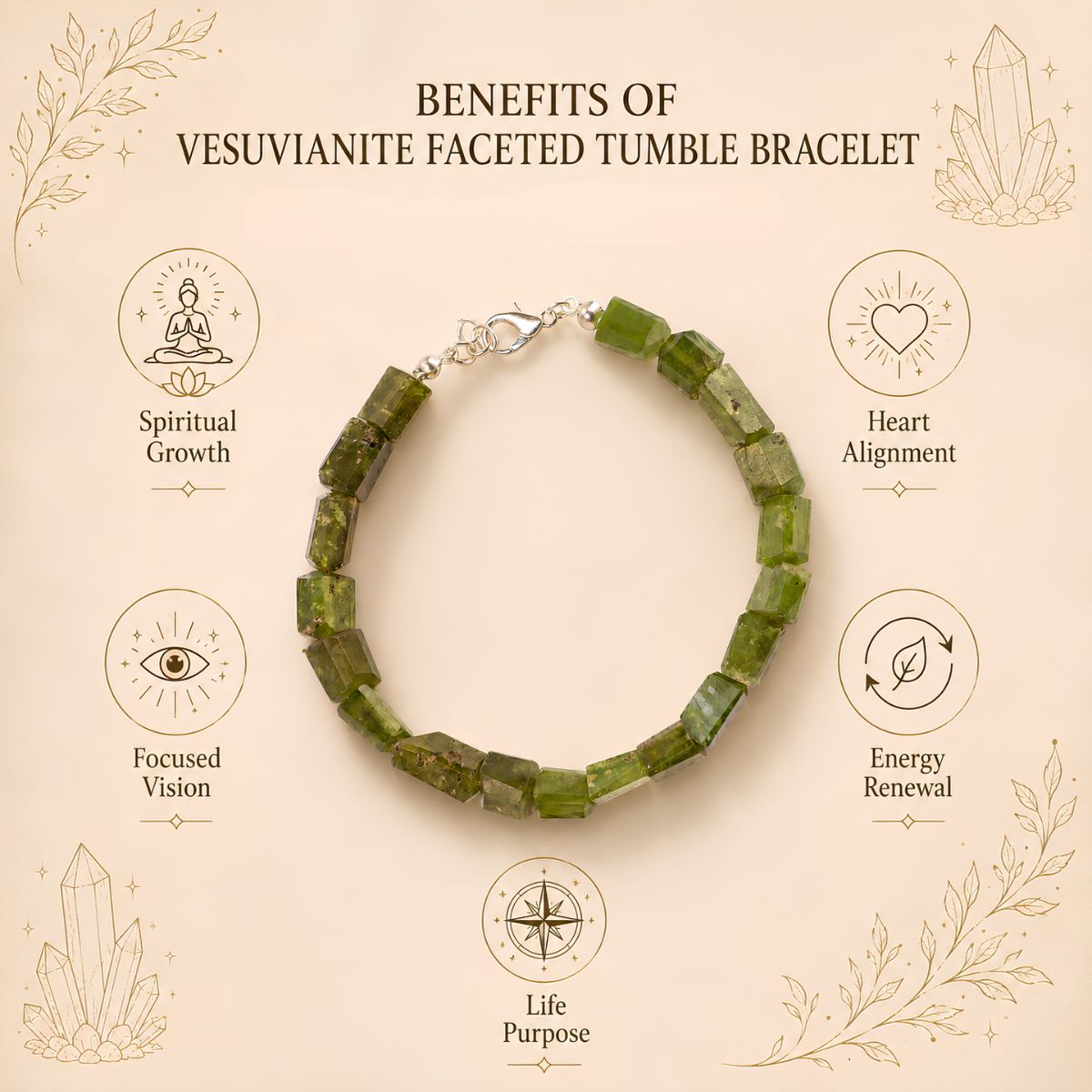 Vesuvianite Faceted Tumble Bracelet vesuvianite faceted tumble bracelet