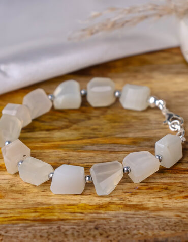 white moonstone faceted tumble bracelet