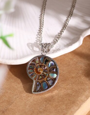 ammonite inlay pendant silver