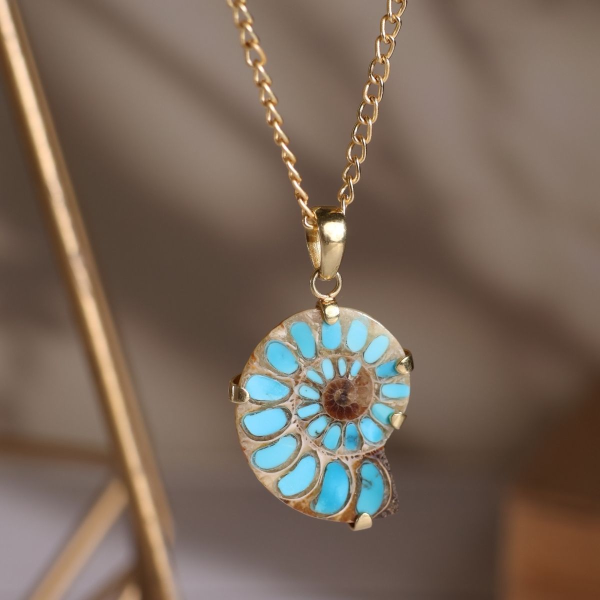Ammonite Inlay Pendant Silver-Shubhanjali Store (5) ammonite inlay pendant silver