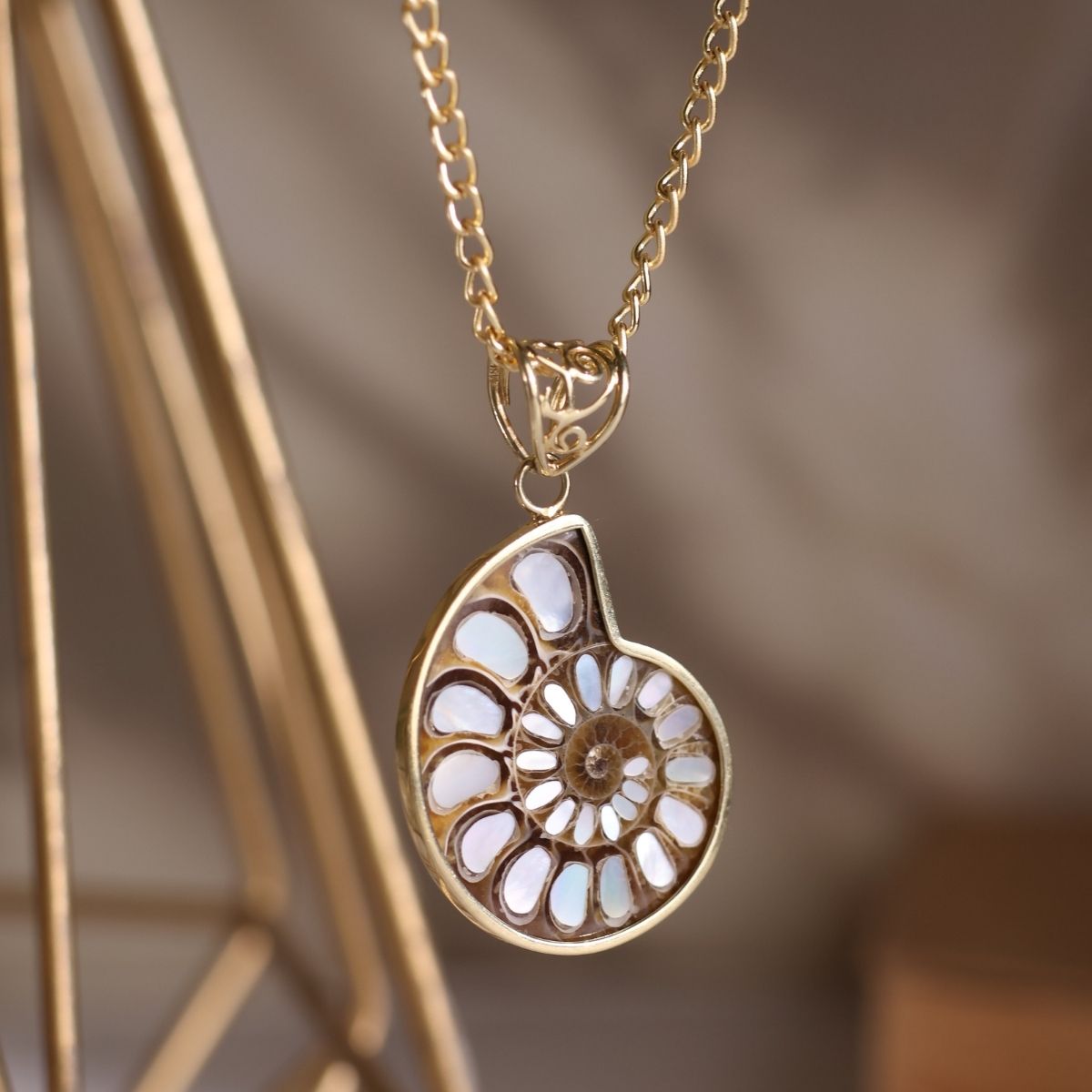 Ammonite Inlay Pendant Silver-Shubhanjali Store (6) ammonite inlay pendant silver
