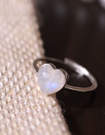 blue moonstone heart ring silver