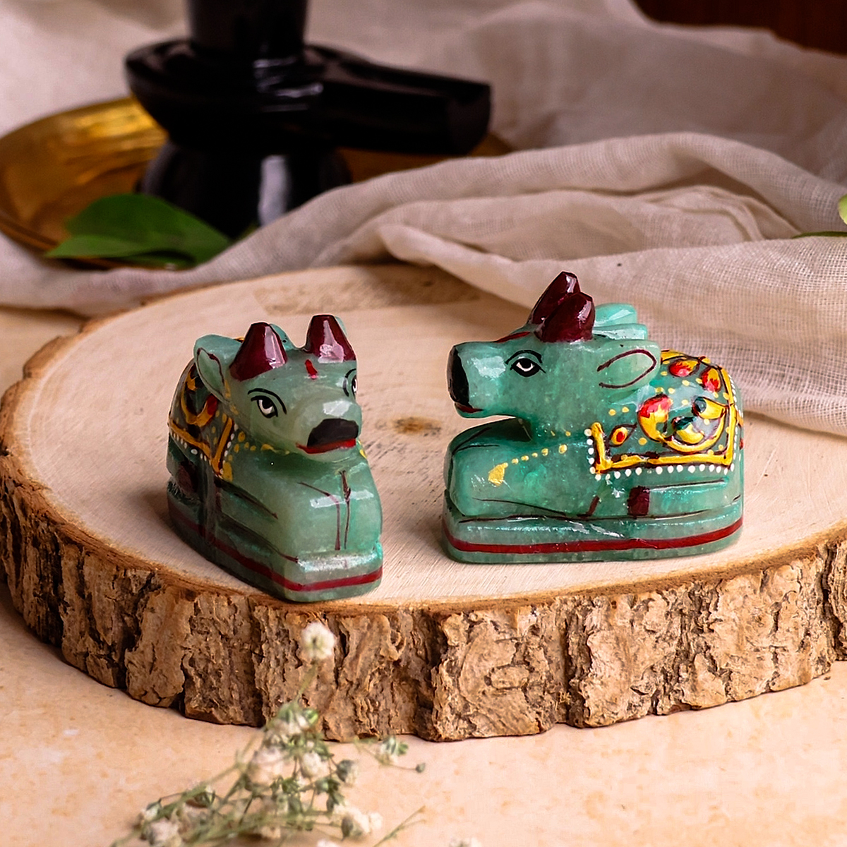 Green Aventurine Printed Nandi-Shubhanjali Store (2) green aventurine printed nandi