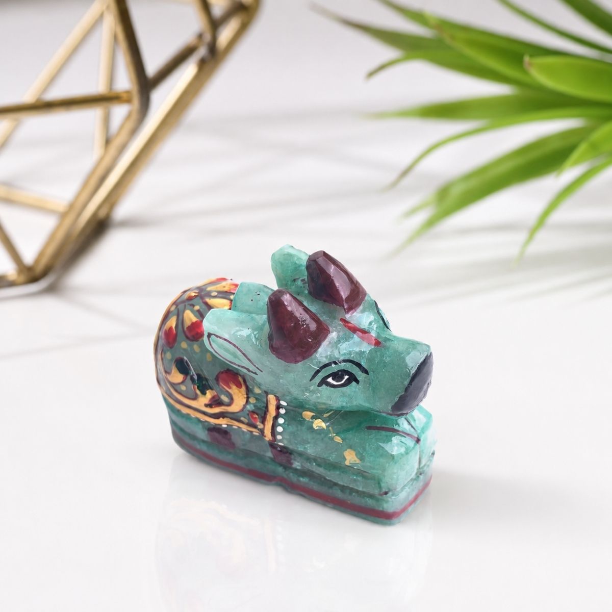 Green Aventurine Printed Nandi-Shubhanjali Store (2) green aventurine printed nandi