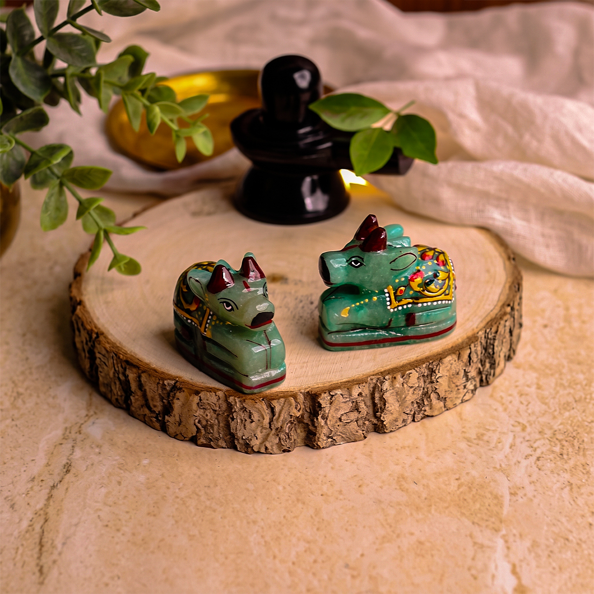 Green Aventurine Printed Nandi-Shubhanjali Store (3) green aventurine printed nandi