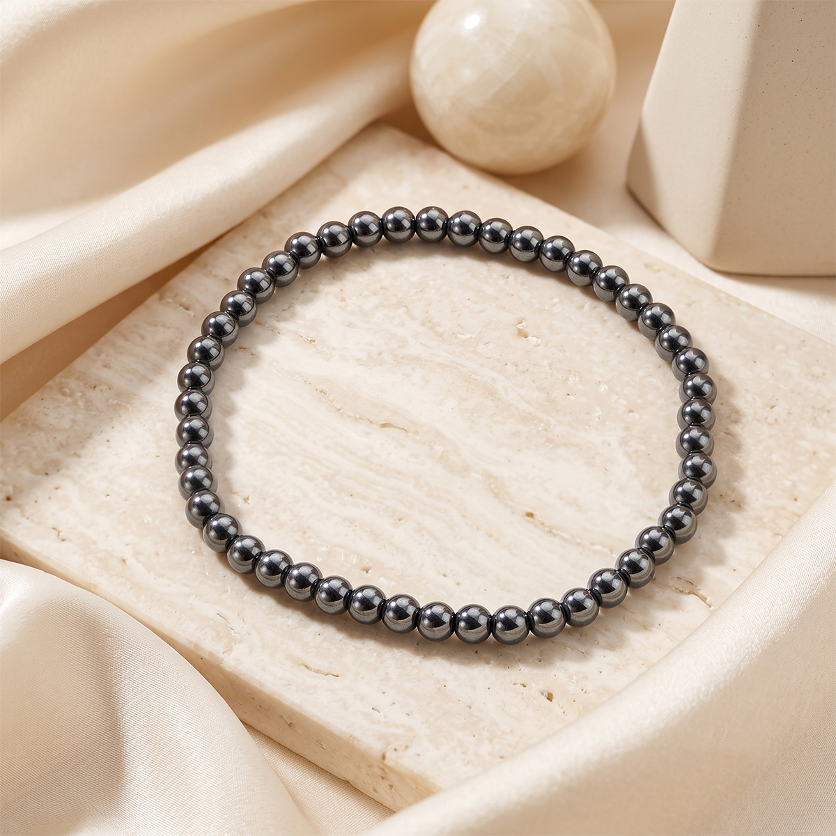 Hematite Bracelet 4mm- Shubhanjali Store (2) hematite bracelet