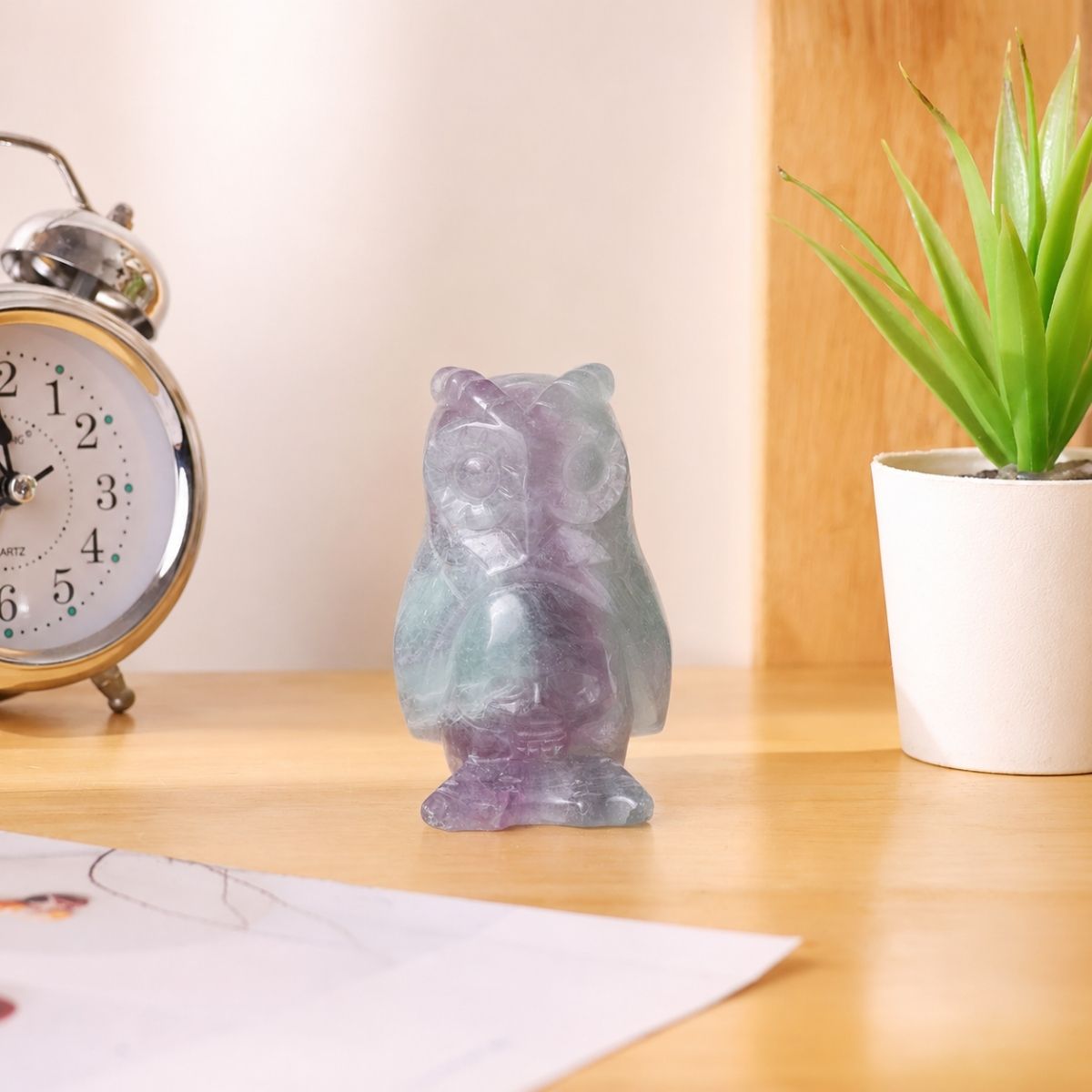 Multi fluorite Owl With Skull 3 inch-Shubhanjali Store (3) multi fluorite owl with skull 3 inch